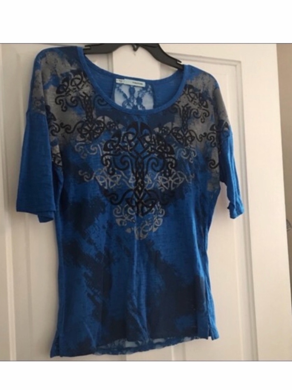 Beautiful Lace Back Burnt Out Top